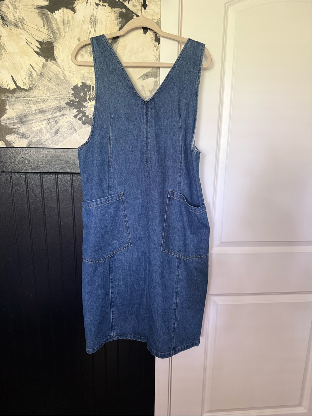 Denim Pocket Sleeveless Shift Dress - Blue